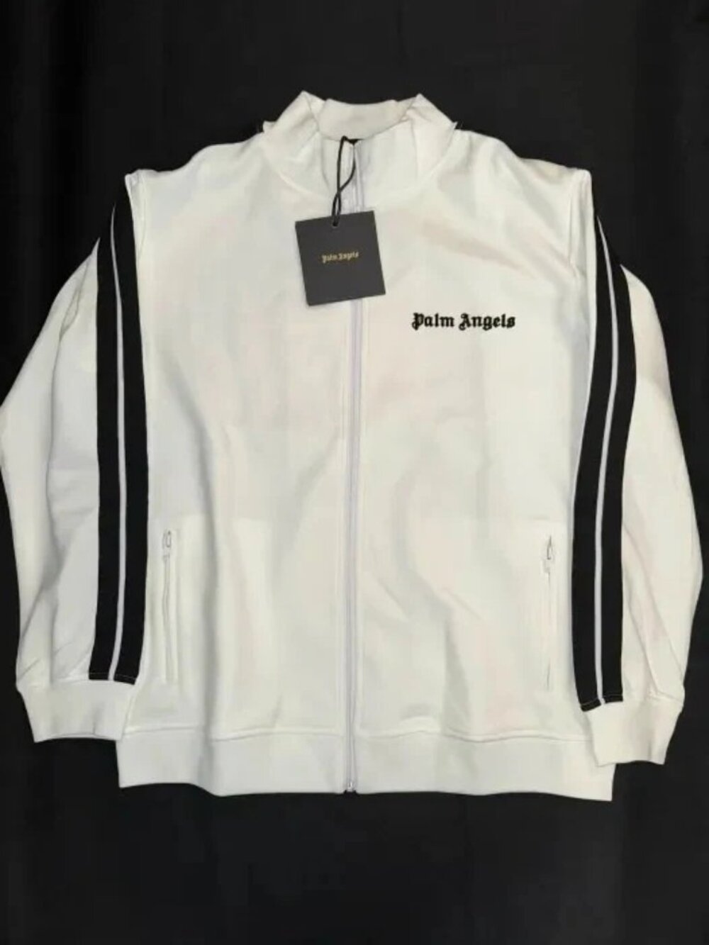 🔥Palm Angels 🔥 White Tracksuit Jacket White/Black - Size: Large